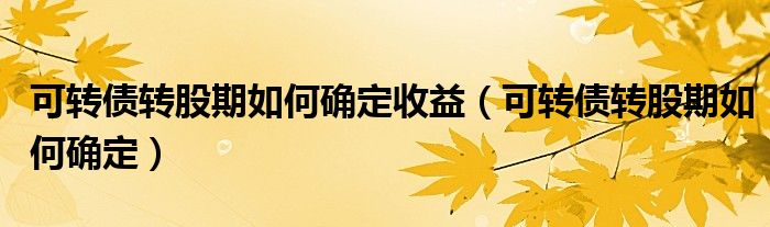 可转债转股期如何确定收益（可转债转股期如何确定）