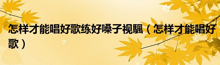 怎样才能唱好歌练好嗓子视颿（怎样才能唱好歌）