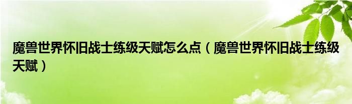 魔兽世界怀旧战士练级天赋怎么点（魔兽世界怀旧战士练级天赋）