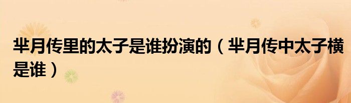 芈月传里的太子是谁扮演的（芈月传中太子横是谁）