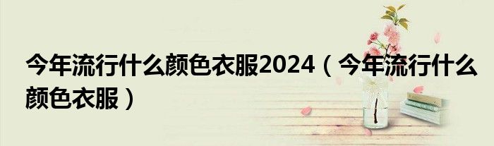 今年流行什么颜色衣服2024（今年流行什么颜色衣服）