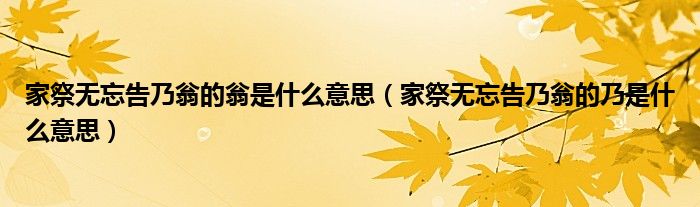 家祭无忘告乃翁的翁是什么意思（家祭无忘告乃翁的乃是什么意思）