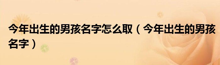 今年出生的男孩名字怎么取（今年出生的男孩名字）