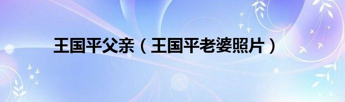 王国平父亲（王国平老婆照片）