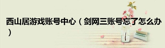 西山居游戏账号中心（剑网三账号忘了怎么办）