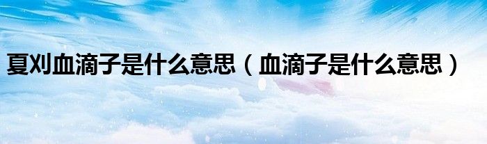 夏刈血滴子是什么意思（血滴子是什么意思）