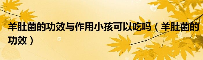 羊肚菌的功效与作用小孩可以吃吗（羊肚菌的功效）