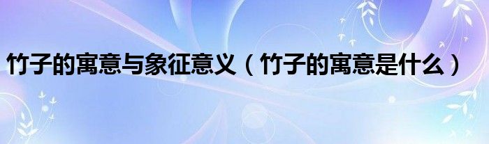 竹子的寓意与象征意义（竹子的寓意是什么）