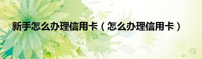 新手怎么办理信用卡（怎么办理信用卡）