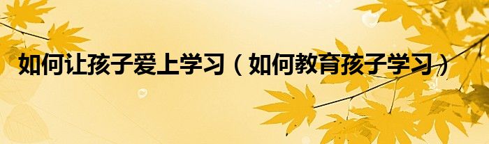 如何让孩子爱上学习（如何教育孩子学习）