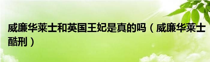 威廉华莱士和英国王妃是真的吗（威廉华莱士酷刑）