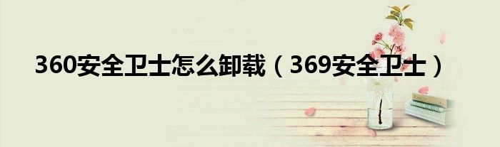 360安全卫士怎么卸载（369安全卫士）