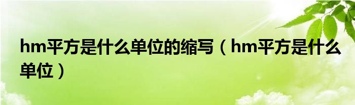 hm平方是什么单位的缩写（hm平方是什么单位）