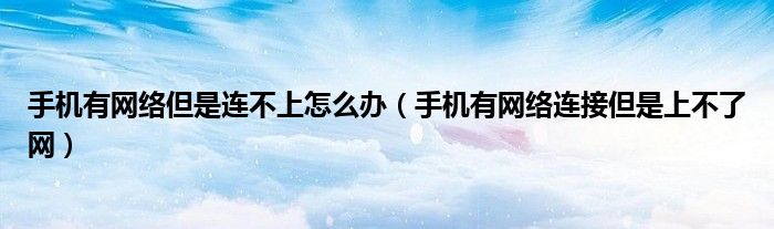 手机有网络但是连不上怎么办（手机有网络连接但是上不了网）