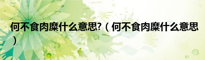何不食肉糜什么意思?（何不食肉糜什么意思）