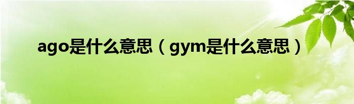 ago是什么意思（gym是什么意思）