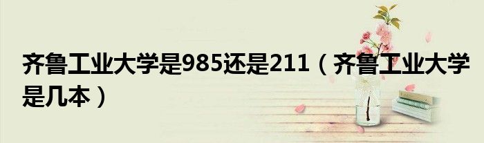齐鲁工业大学是985还是211（齐鲁工业大学是几本）