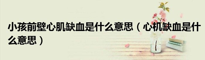 小孩前壁心肌缺血是什么意思（心机缺血是什么意思）