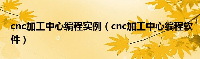 cnc加工中心编程实例（cnc加工中心编程软件）