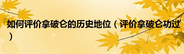 如何评价拿破仑的历史地位（评价拿破仑功过）