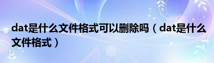 dat是什么文件格式可以删除吗（dat是什么文件格式）