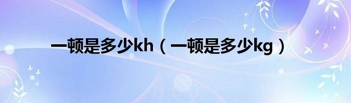 一顿是多少kh（一顿是多少kg）