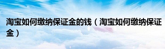 淘宝如何缴纳保证金的钱（淘宝如何缴纳保证金）