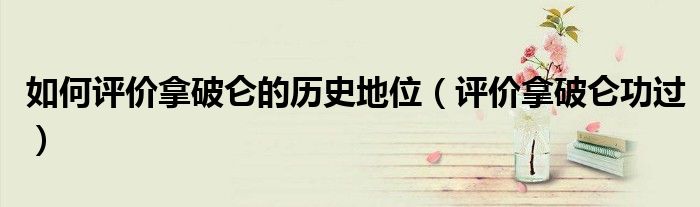 如何评价拿破仑的历史地位（评价拿破仑功过）