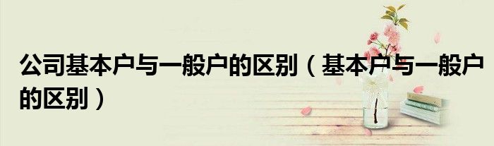 公司基本户与一般户的区别（基本户与一般户的区别）