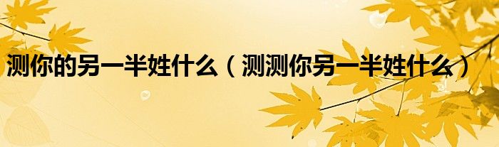 测你的另一半姓什么（测测你另一半姓什么）