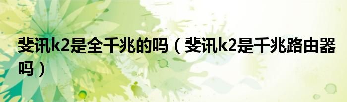 斐讯k2是全千兆的吗（斐讯k2是千兆路由器吗）