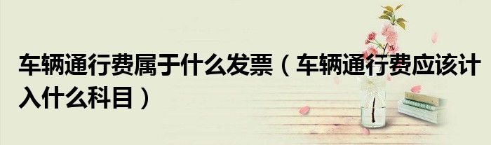车辆通行费属于什么发票（车辆通行费应该计入什么科目）