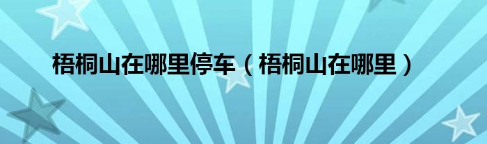 梧桐山在哪里停车（梧桐山在哪里）