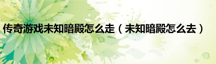 传奇游戏未知暗殿怎么走（未知暗殿怎么去）