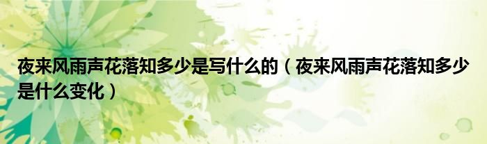 夜来风雨声花落知多少是写什么的（夜来风雨声花落知多少是什么变化）