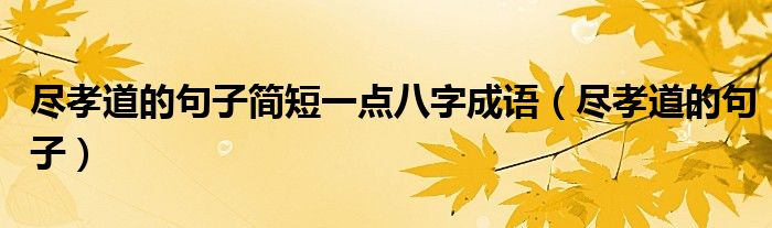 尽孝道的句子简短一点八字成语（尽孝道的句子）