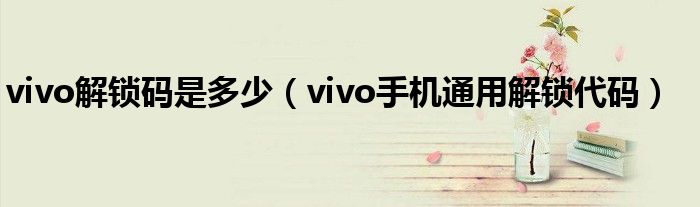 vivo解锁码是多少（vivo手机通用解锁代码）