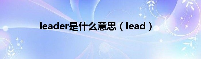 leader是什么意思（lead）
