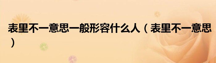 表里不一意思一般形容什么人（表里不一意思）