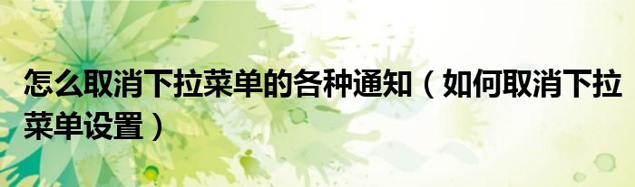 怎么取消下拉菜单的各种通知（如何取消下拉菜单设置）