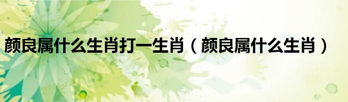 颜良属什么生肖打一生肖（颜良属什么生肖）