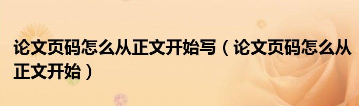 论文页码怎么从正文开始写（论文页码怎么从正文开始）