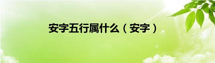 安字五行属什么（安字）