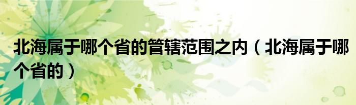 北海属于哪个省的管辖范围之内（北海属于哪个省的）