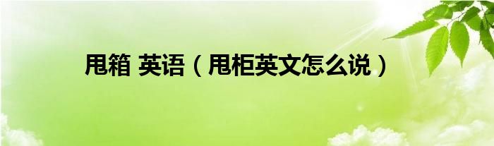 甩箱 英语（甩柜英文怎么说）