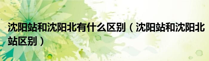 沈阳站和沈阳北有什么区别（沈阳站和沈阳北站区别）