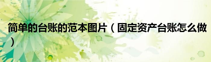 简单的台账的范本图片（固定资产台账怎么做）
