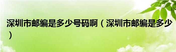 深圳市邮编是多少号码啊（深圳市邮编是多少）