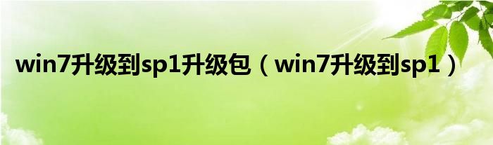 win7升级到sp1升级包（win7升级到sp1）
