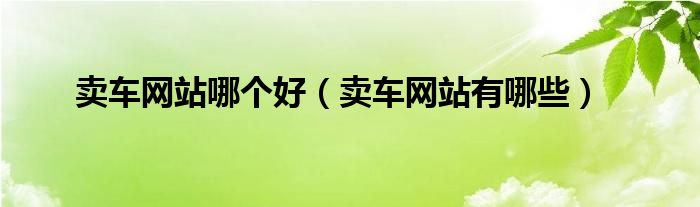 卖车网站哪个好（卖车网站有哪些）